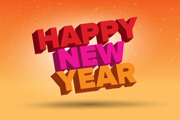 Fototapeta premium Colorful illustration. Happy new year card in warm colors