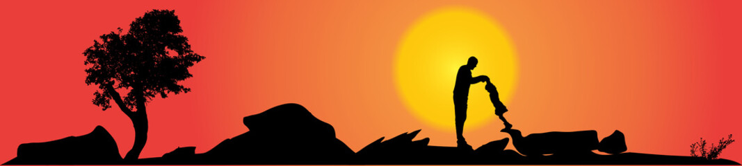 Vector silhouette of family.