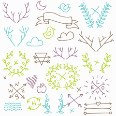 Hipster nature elements set