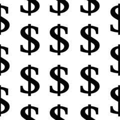 Dollar symbol seamless pattern on white