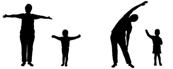 Vector silhouette of woman and child.