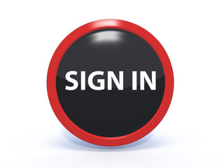 sign in circular icon on white background