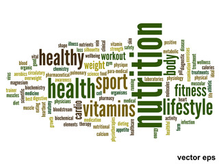 Vector conceptual nutrition health word cloud
