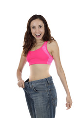 Smiling excited weight loss woman