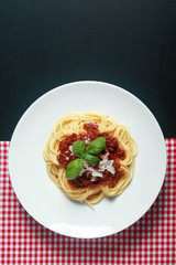 Gourmet Italian Pasta Food on Round Plate