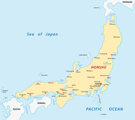 honshu map, Japan
