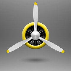 Vintage airplane propeller with radial engine © piai