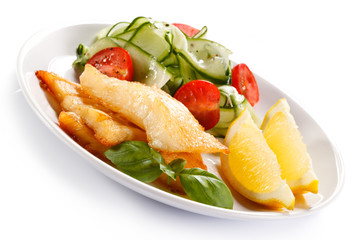 Fish dish - fried halibut and vegetables