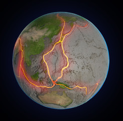 Earth's fault lines between tectonic plates