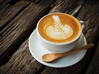 cup of coffee in coffee shop vintage color