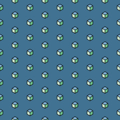 Blue geometric seamless cube background