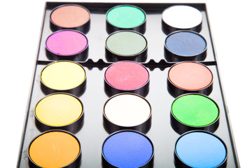 watercolors  paints in palette isolated on white background