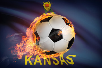 Naklejka premium Soccer ball with flag on background series - Kansas