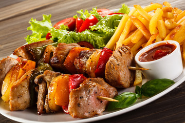 Grilled meat and vegetables