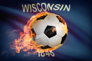 Soccer ball with flag on background series - Wisconsin