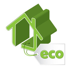 Green building concept, green icon