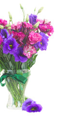 Naklejka na ściany i meble bouquet of violet and mauve eustoma flowers