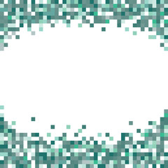 Green abstract pixel art background with blank white space