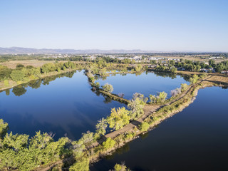 aerial view of lake natural area