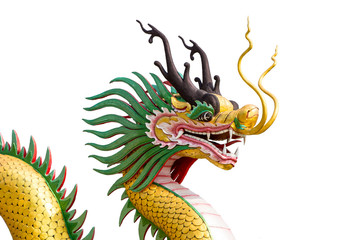 Chinese style dragon statue isolated