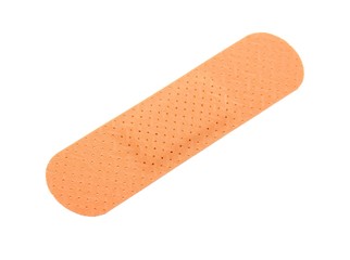 Single adhesive bandage on white background