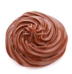 Chocolate cream swirl isolated on white background cutout
