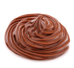 Chocolate cream swirl isolated on white background cutout