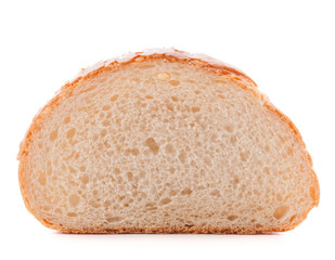 Hunk or slice of fresh white bread isolated on white background
