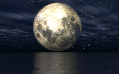 Obraz premium 3D background with moon over sea