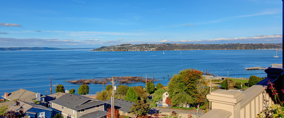 Scenic bay view. Puget Sound in Tacoma, WA