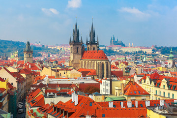 Naklejka na ściany i meble Aerial view over Old Town in Prague, Czech Republic