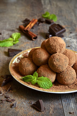 Obraz na płótnie Canvas Homemade chocolate truffles.