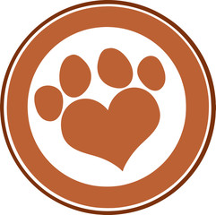 Obraz premium Love Paw Print Brown Circle Banner Design