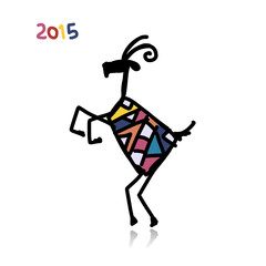 Funny goat sketch. Symbol of 2015 new year