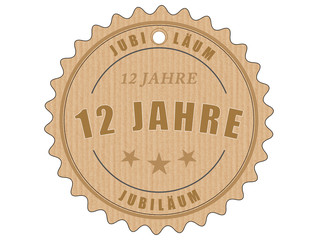 je12 JubiläumsEtikett 12 - vintagedesign - 12 Jahre - g1912