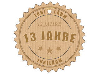 je13 JubiläumsEtikett 13 - vintagedesign - 13 Jahre - g1913