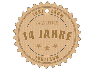 je14 JubiläumsEtikett 14 - vintagedesign - 14 Jahre - g1914