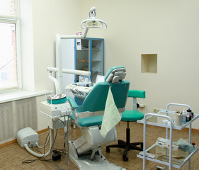 modern Dentist's chair in a medical room.