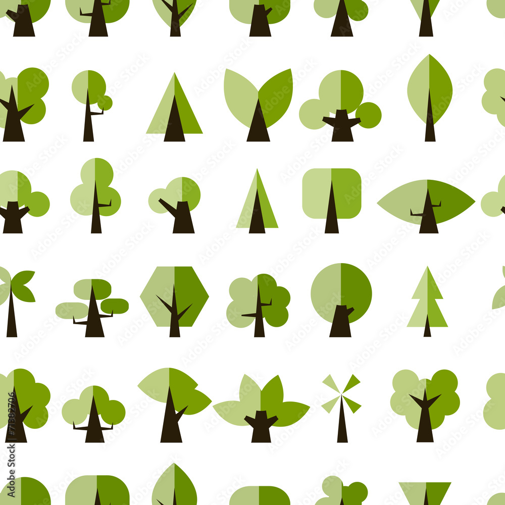 Poster green trees, seamless pattern for your design