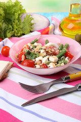 Fresh breakfast consisting of vegetable salad served