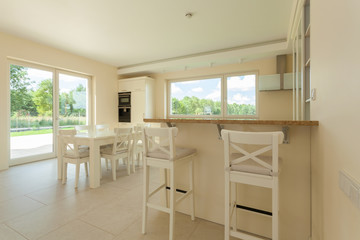 Interior of bright kitchen