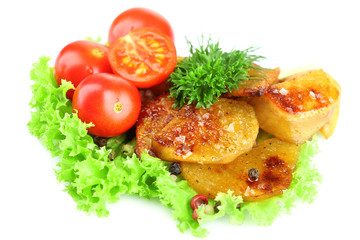 Homemade fried potato isolated on white