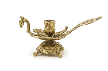 metallic old candlesticks