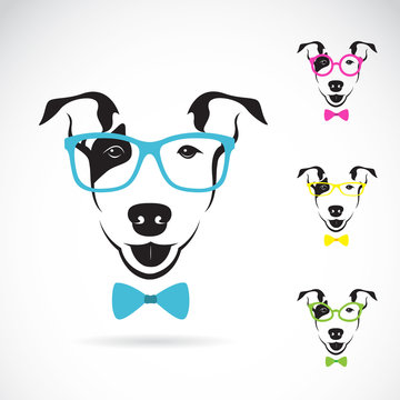 Vector image of a dog (Bull terrier) glasses