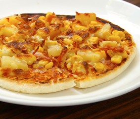 Delicious pizza closeup on a plate