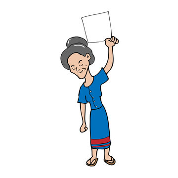 Old woman blank sheet cartoon