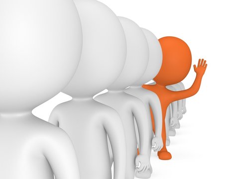 3d people stand in line