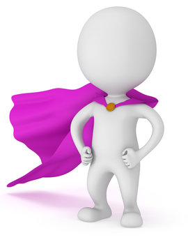 3d man - brave superhero with purple cloak