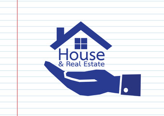 Hand and Home icon Real estate concept