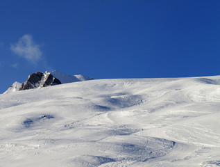 Skiing slope at evening